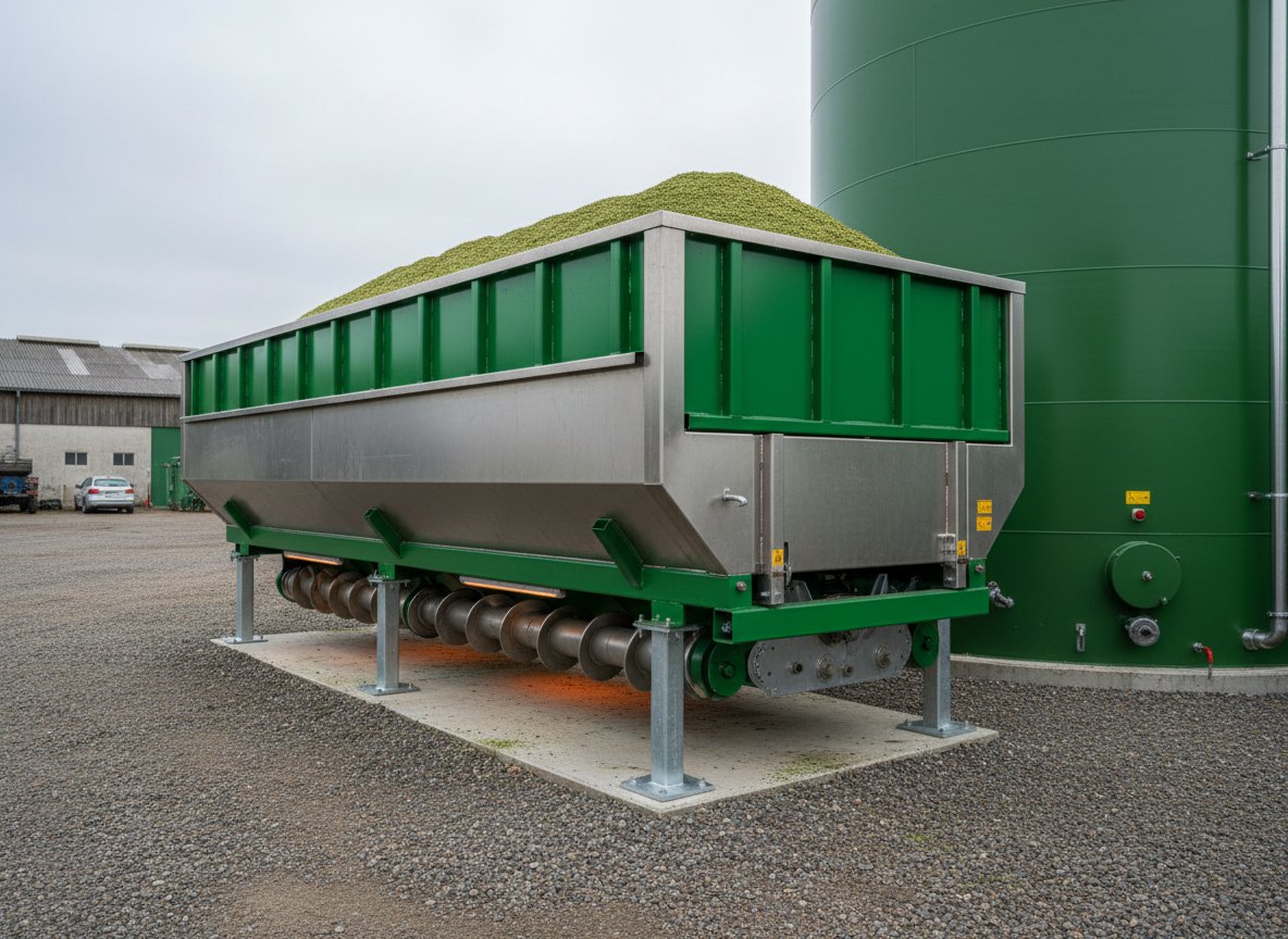 Gl&auml;serne KI-Biogasanlage &mdash; Feststoffeintrag.