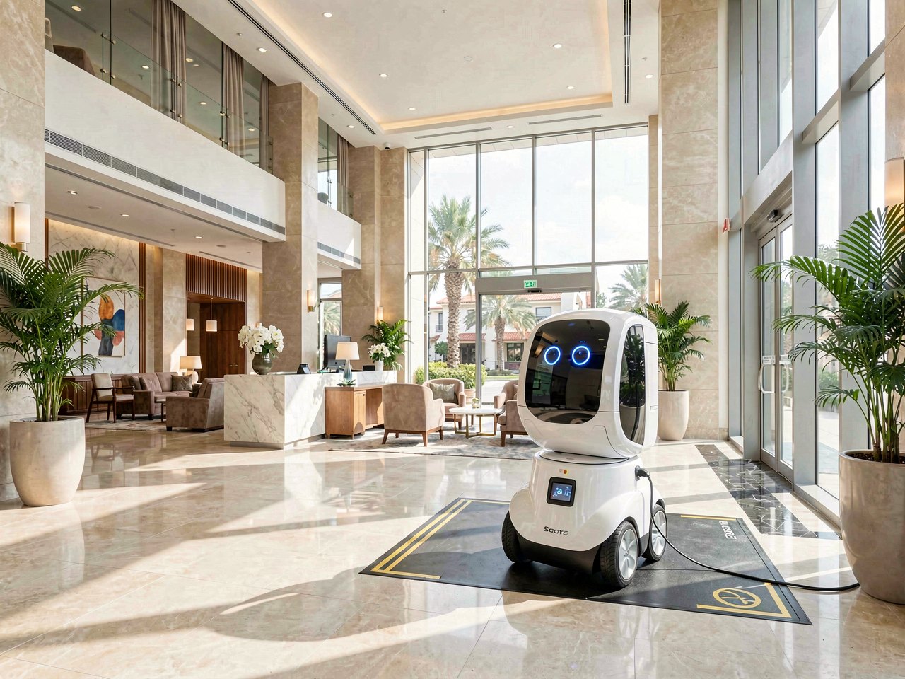 Service-Roboter mit Ladestation in einem Hotel