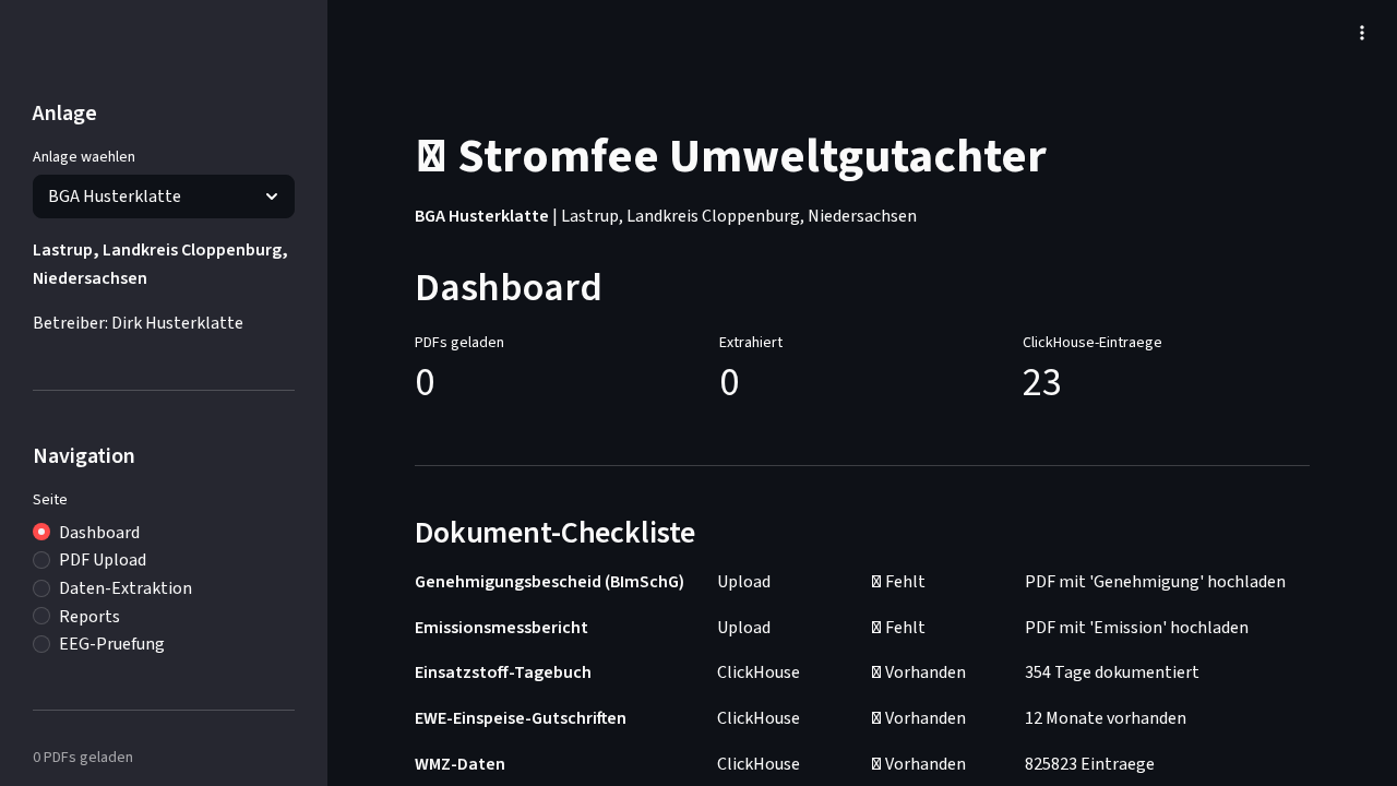 Umweltgutachter KI — Dashboard-Ansicht